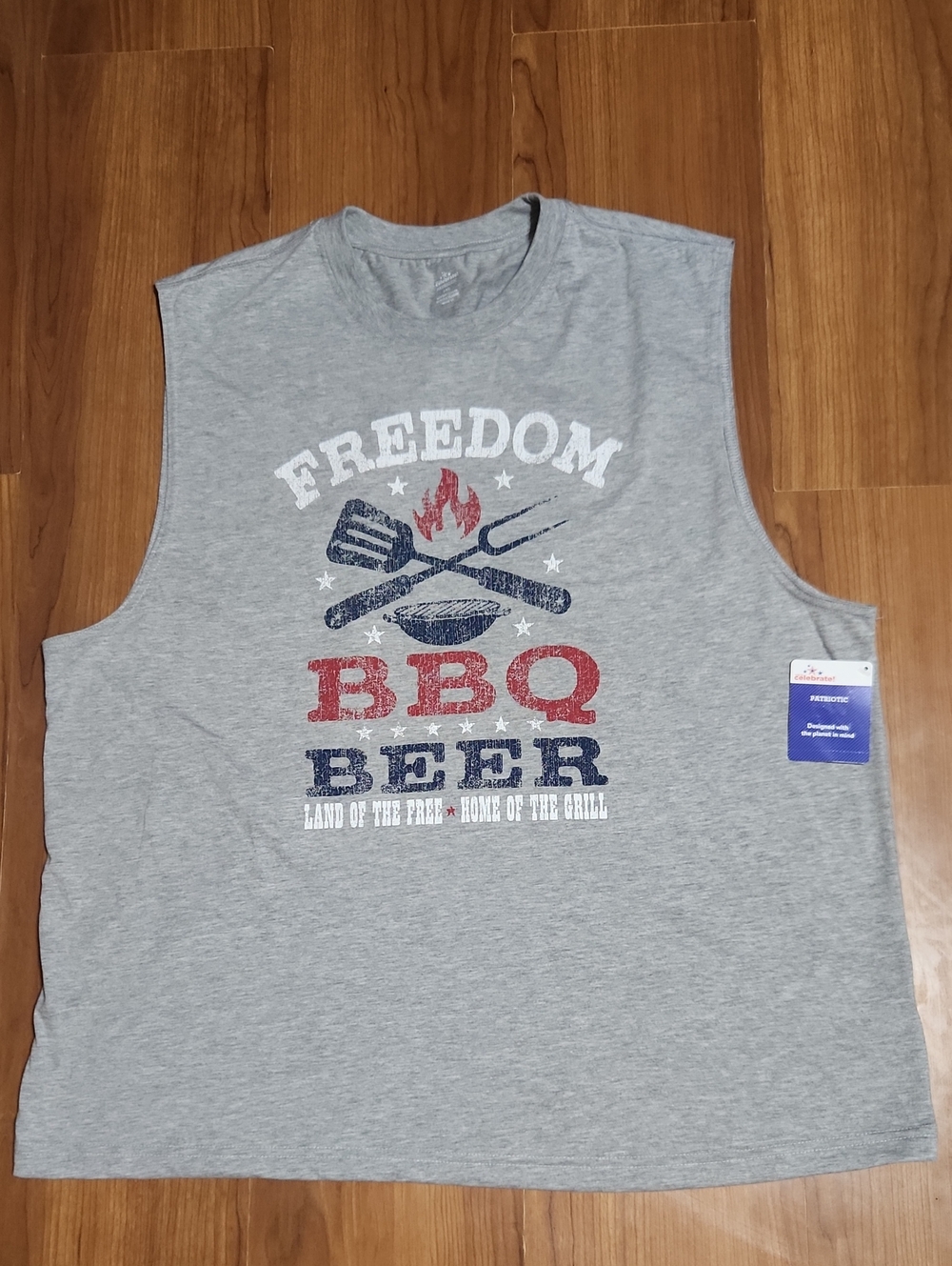 NWT Men's Gray BBQ Beer Graphic Tank - Casual Summer Sleeveless